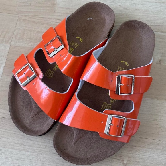 Womens Birkenstock Orange Sandals - Picture 2 of 5